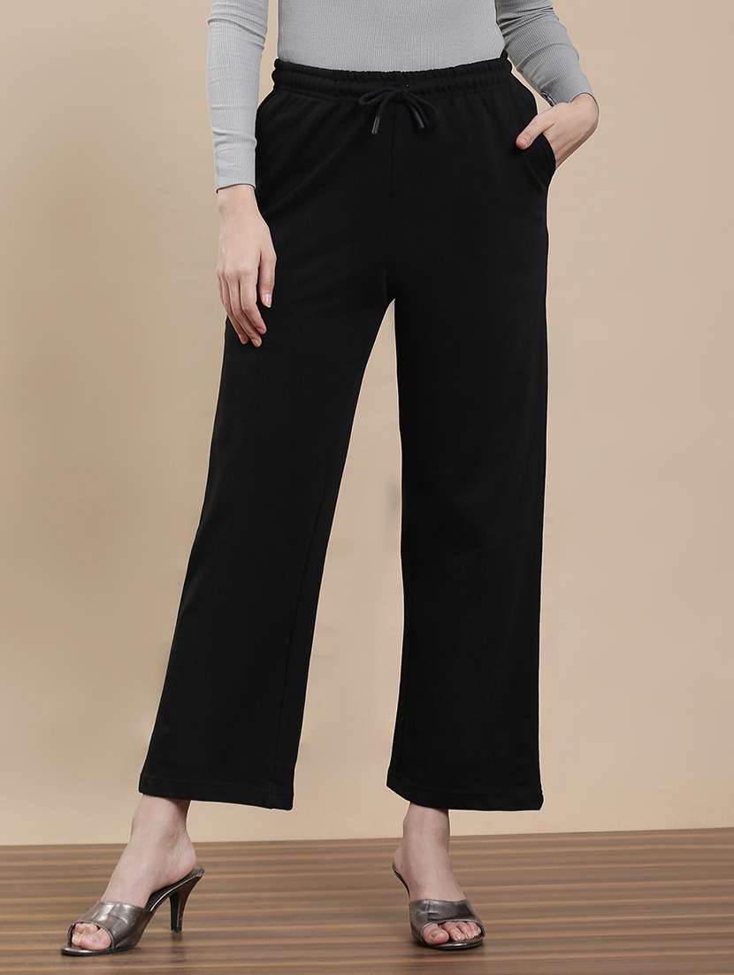 women solid mid rise straight trouser - 22295878 -  Standard Image - 1