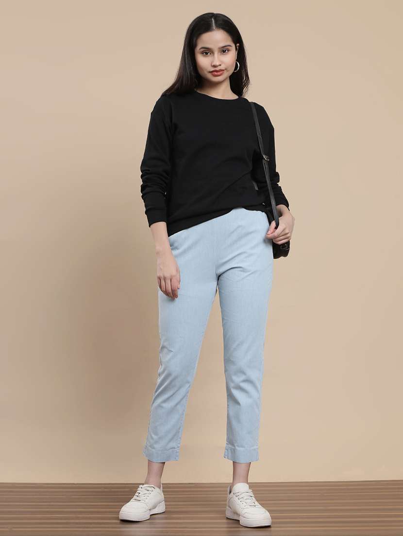 women solid mid rise cigarette pants - 22295881 -  Standard Image - 4