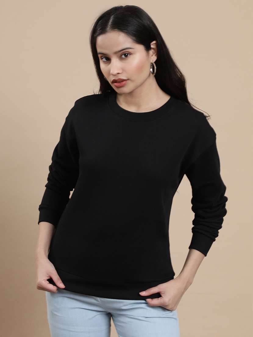 women solid long sleeve sweatshirt - 22295886 -  Standard Image - 1