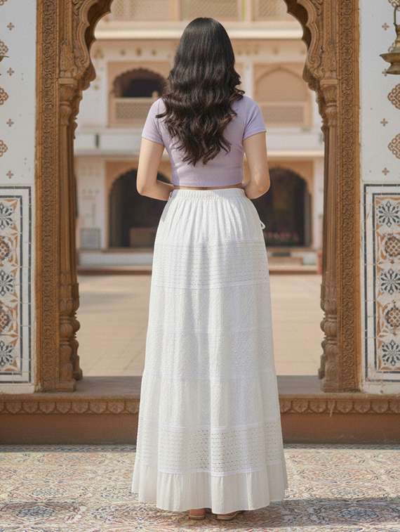 women high rise schiffli tiered skirt - 22295888 -  Standard Image - 1