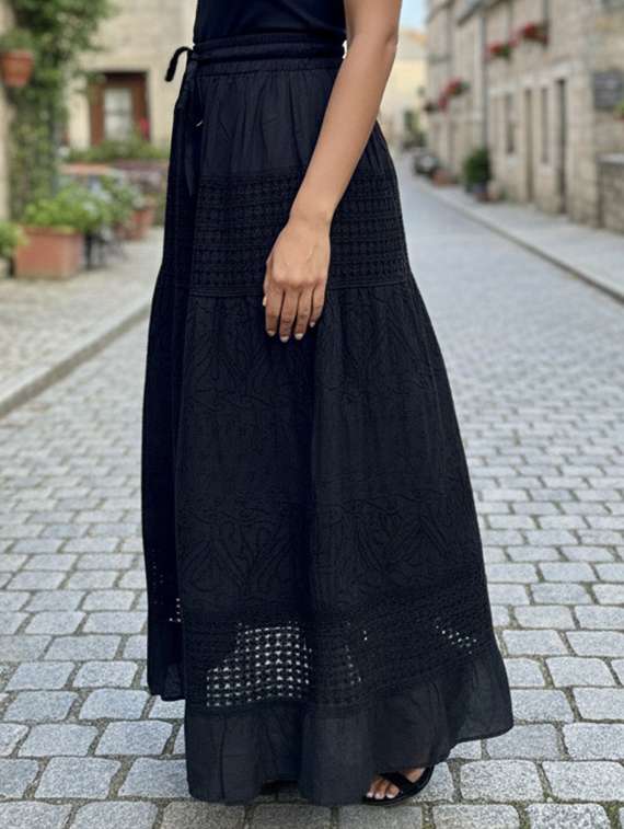 women embroidered high rise flared skirt - 22295889 -  Standard Image - 1