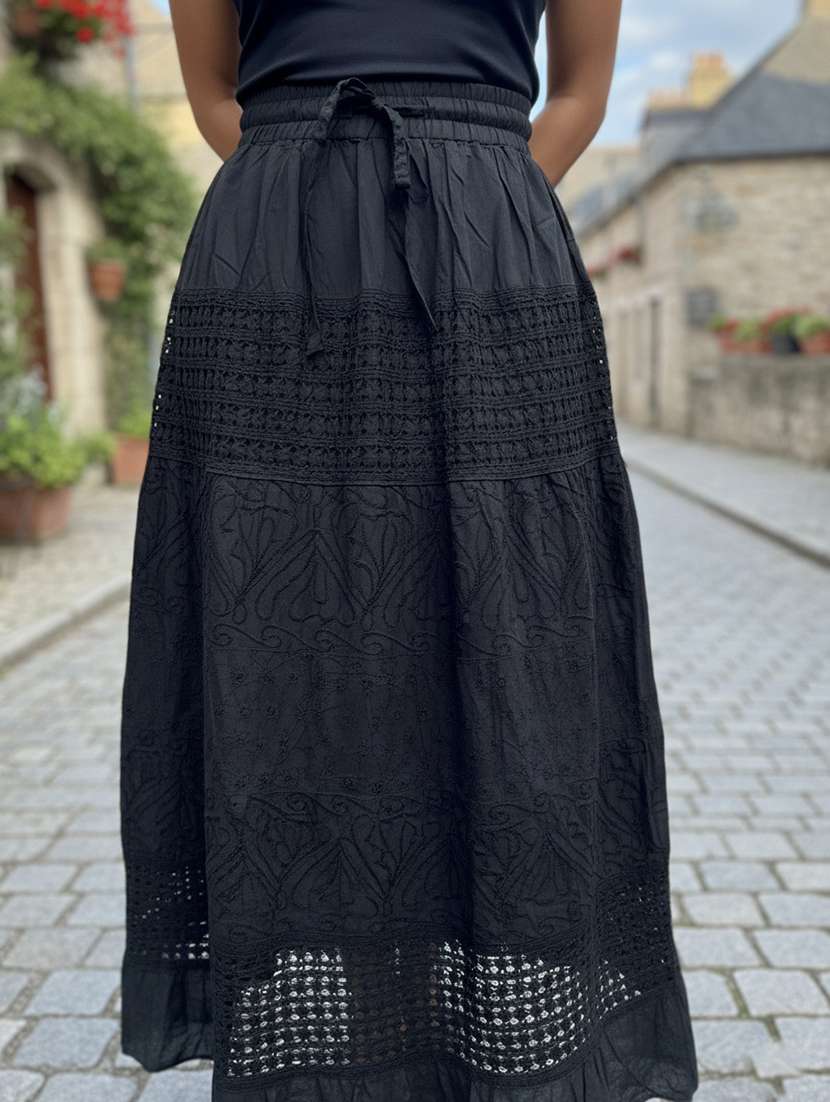 women embroidered high rise flared skirt - 22295889 -  Standard Image - 4