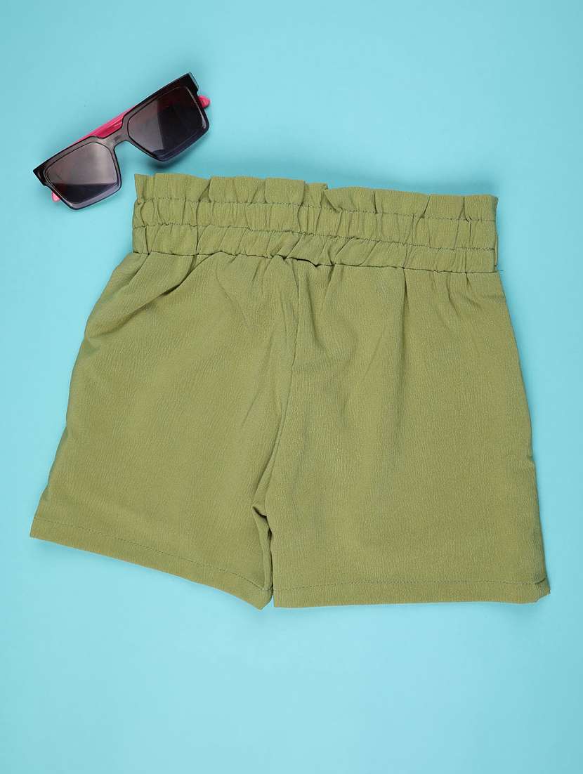 girls solid mid rise shorts - 22296025 -  Standard Image - 1