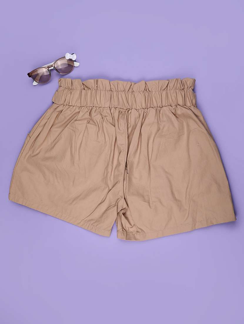 girls solid mid rise shorts - 22296103 -  Standard Image - 1
