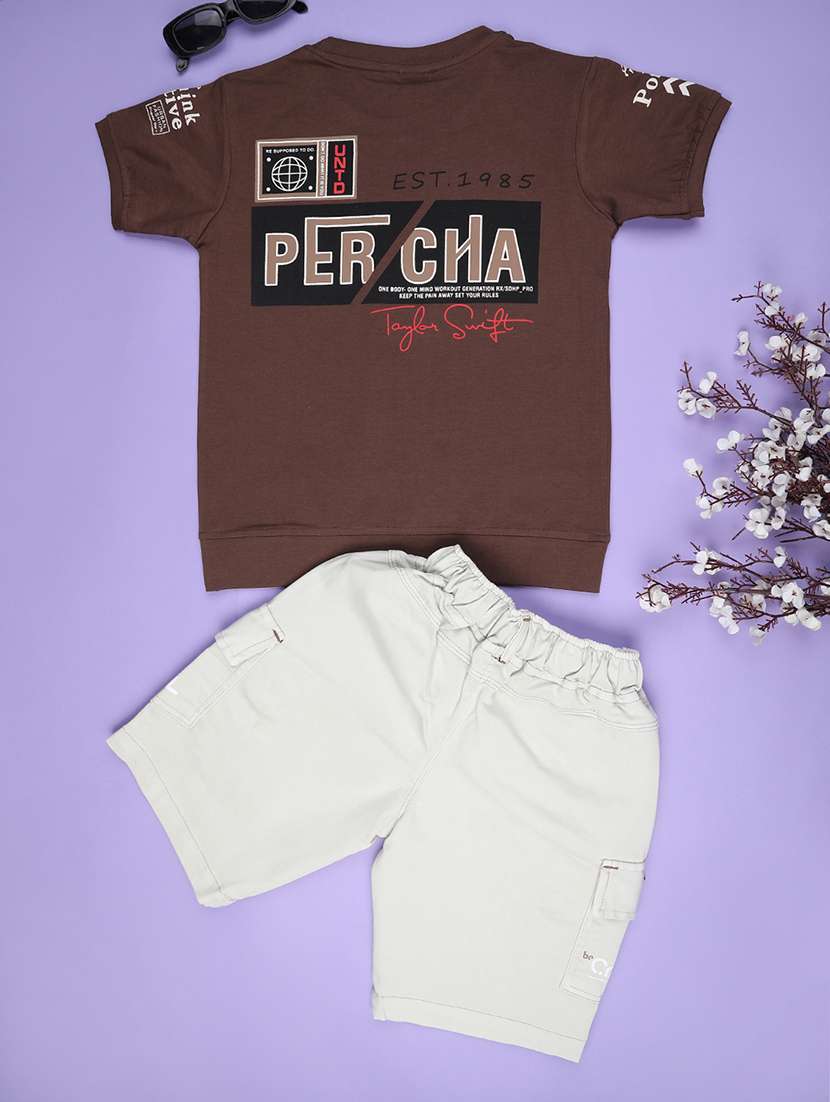 boys printed t-shirt & shorts co-ords set - 22296154 -  Standard Image - 1