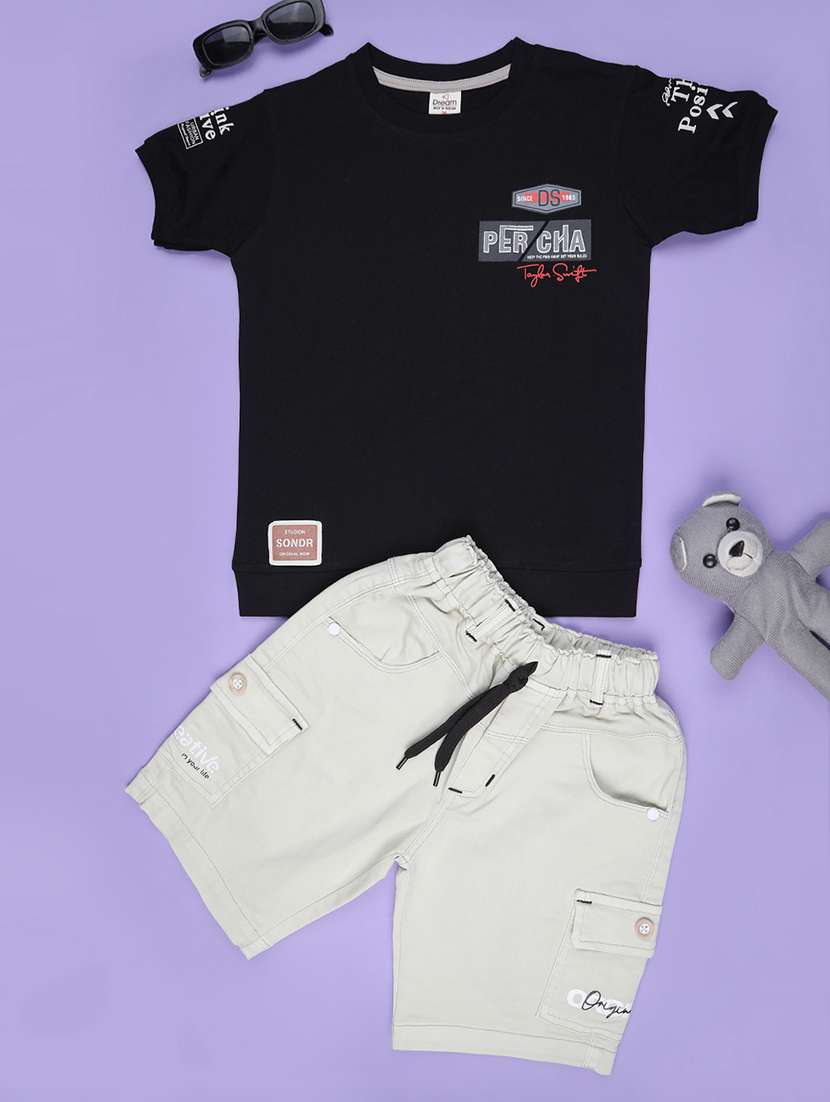 boys printed t-shirt & shorts co-ords set - 22296155 -  Standard Image - 1