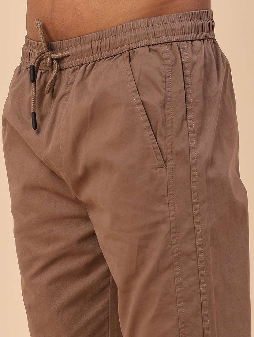 brown cotton  full length track pant - 22296173 -  Standard Image - 1