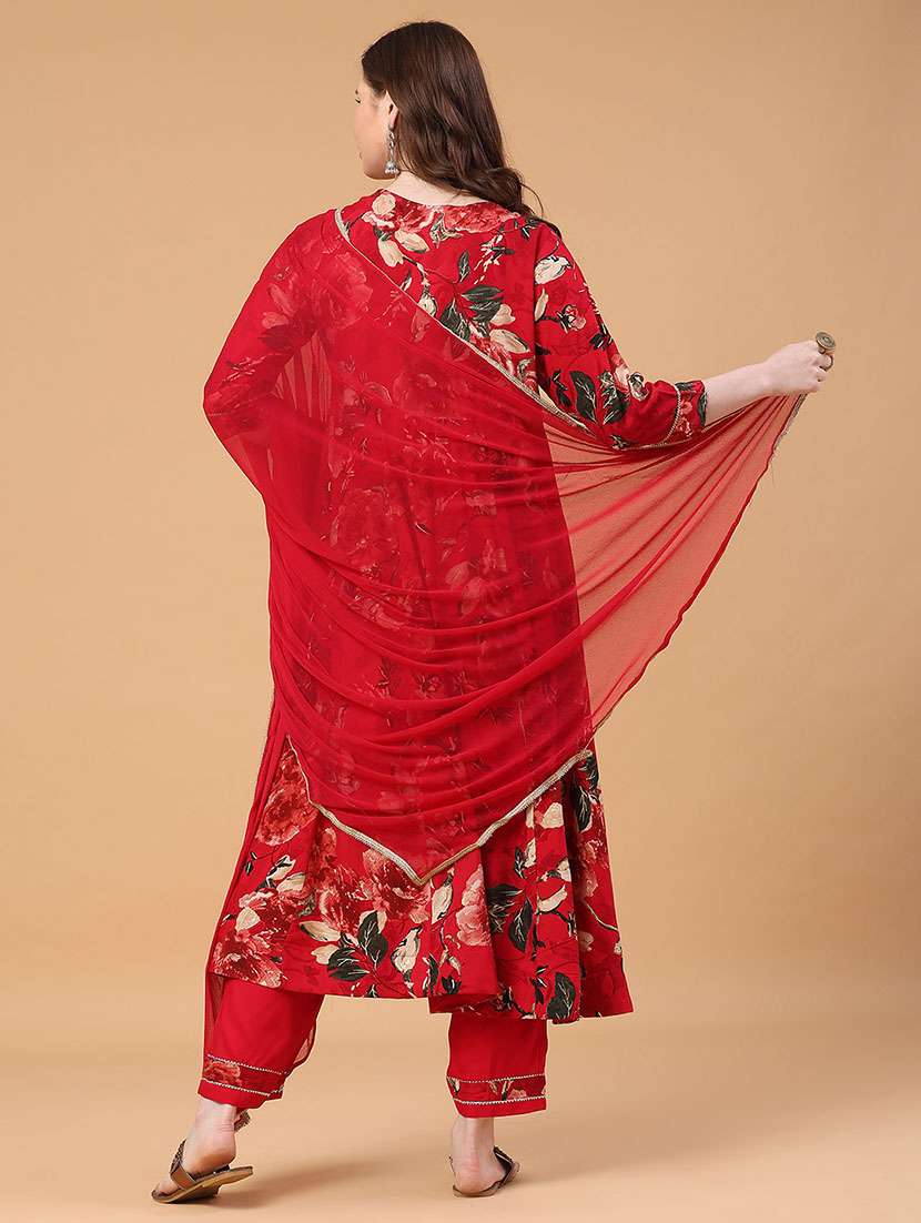 women floral three quarter sleeve kurta pant with dupatta set - 22296183 -  Standard Image - 4