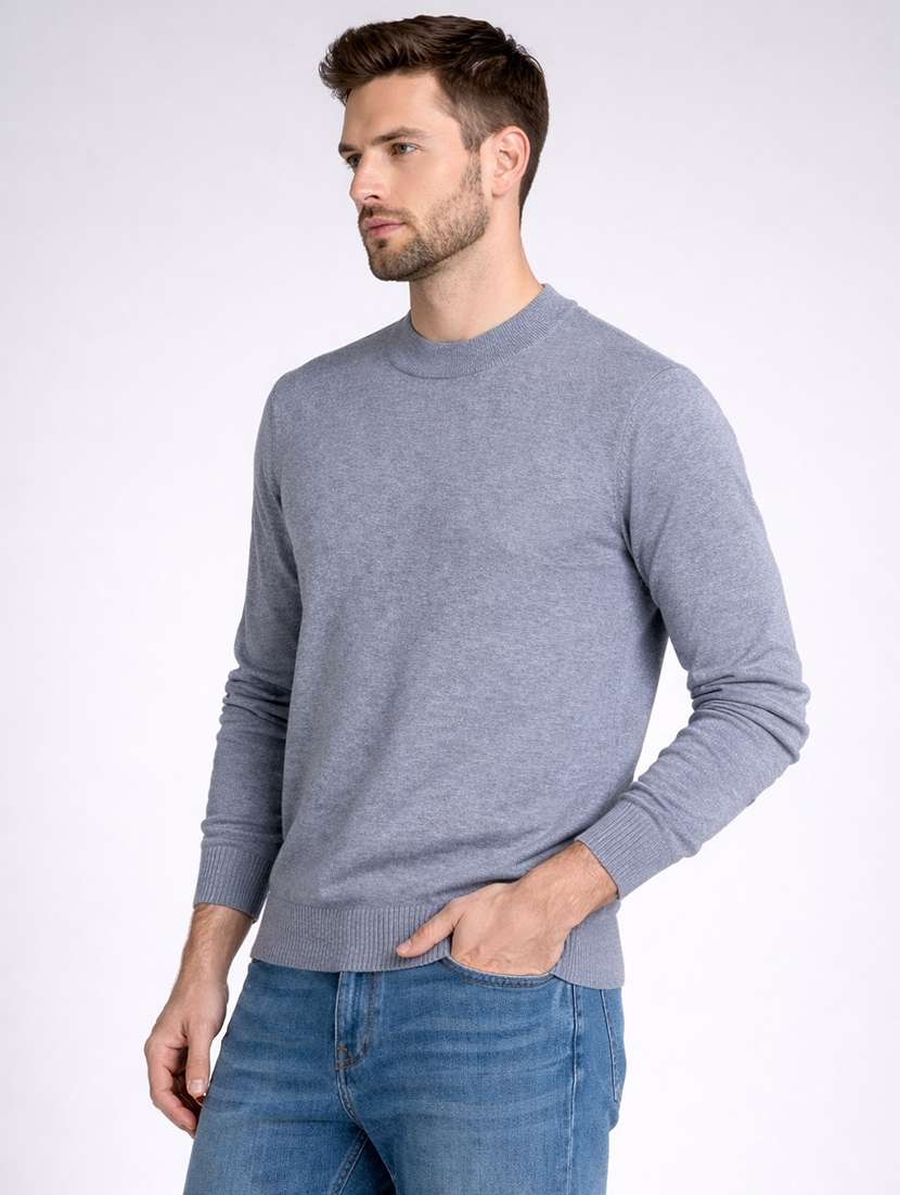 men solid long sleeve regular fit pullover - 22296274 -  Standard Image - 1