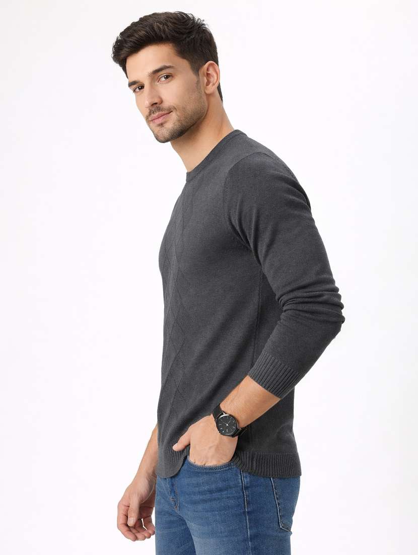 men self design long sleeve regular fit pullover - 22296278 -  Standard Image - 1