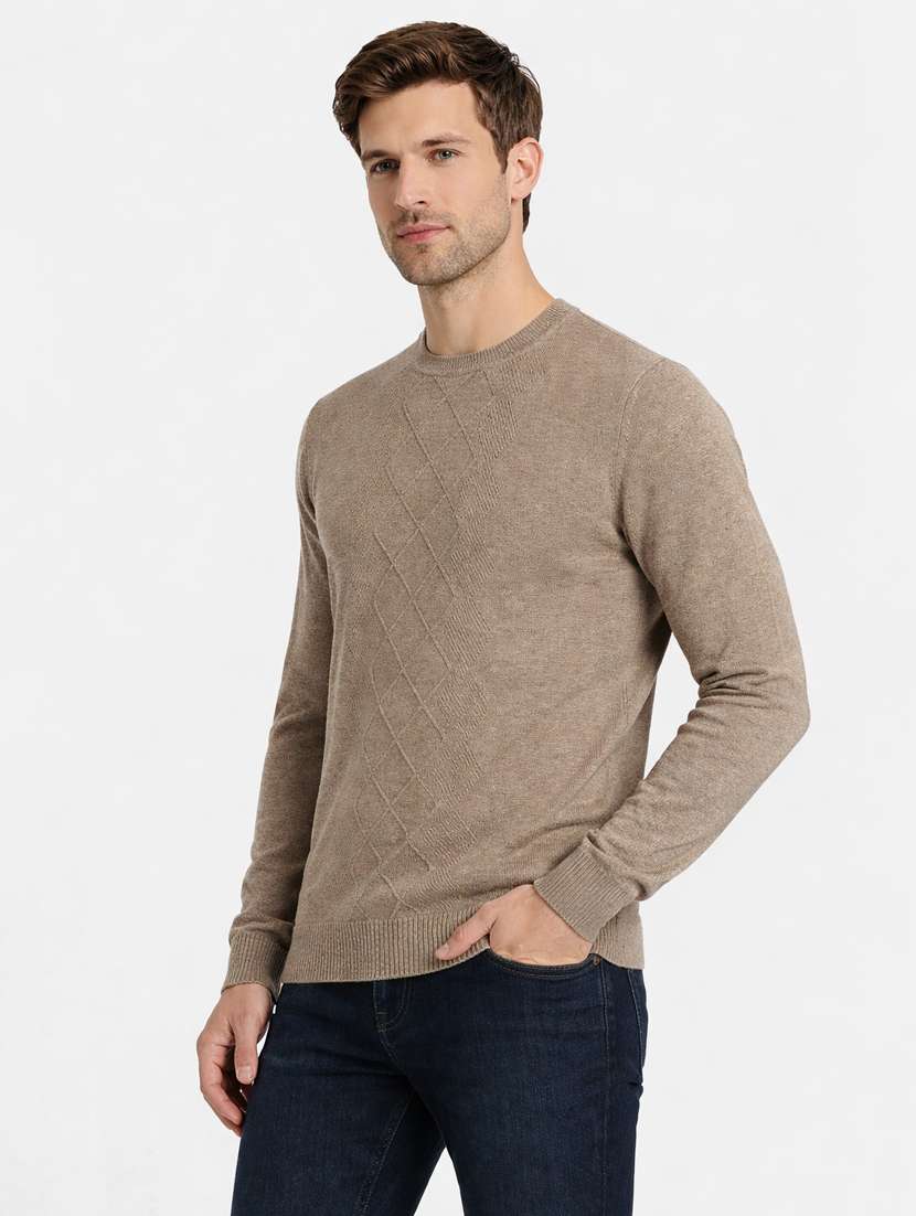 men self design long sleeve regular fit pullover - 22296279 -  Standard Image - 1