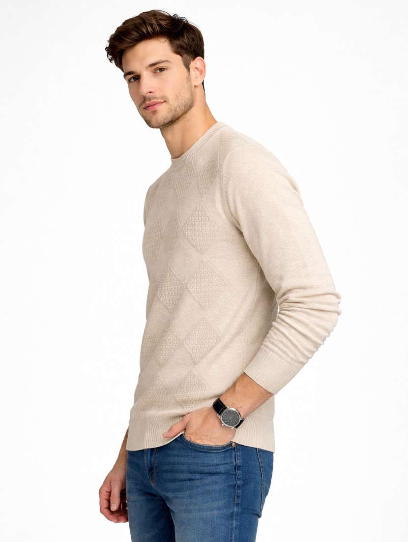 men self design long sleeve regular fit pullover - 22296280 -  Standard Image - 1