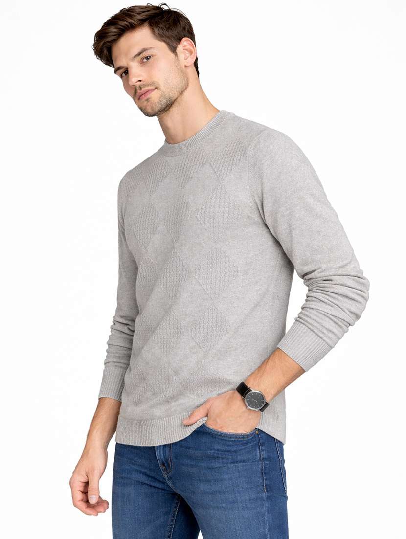 men self design long sleeve regular fit pullover - 22296282 -  Standard Image - 1