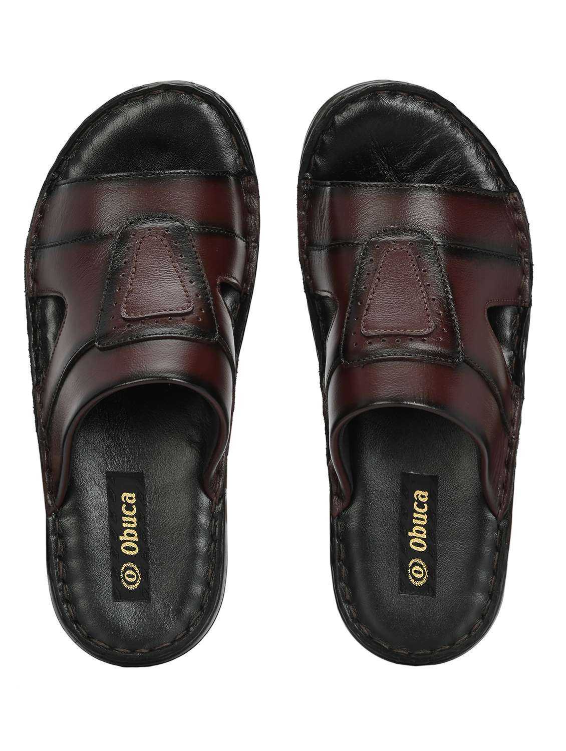 men brown slip on sandal - 22296290 -  Standard Image - 4