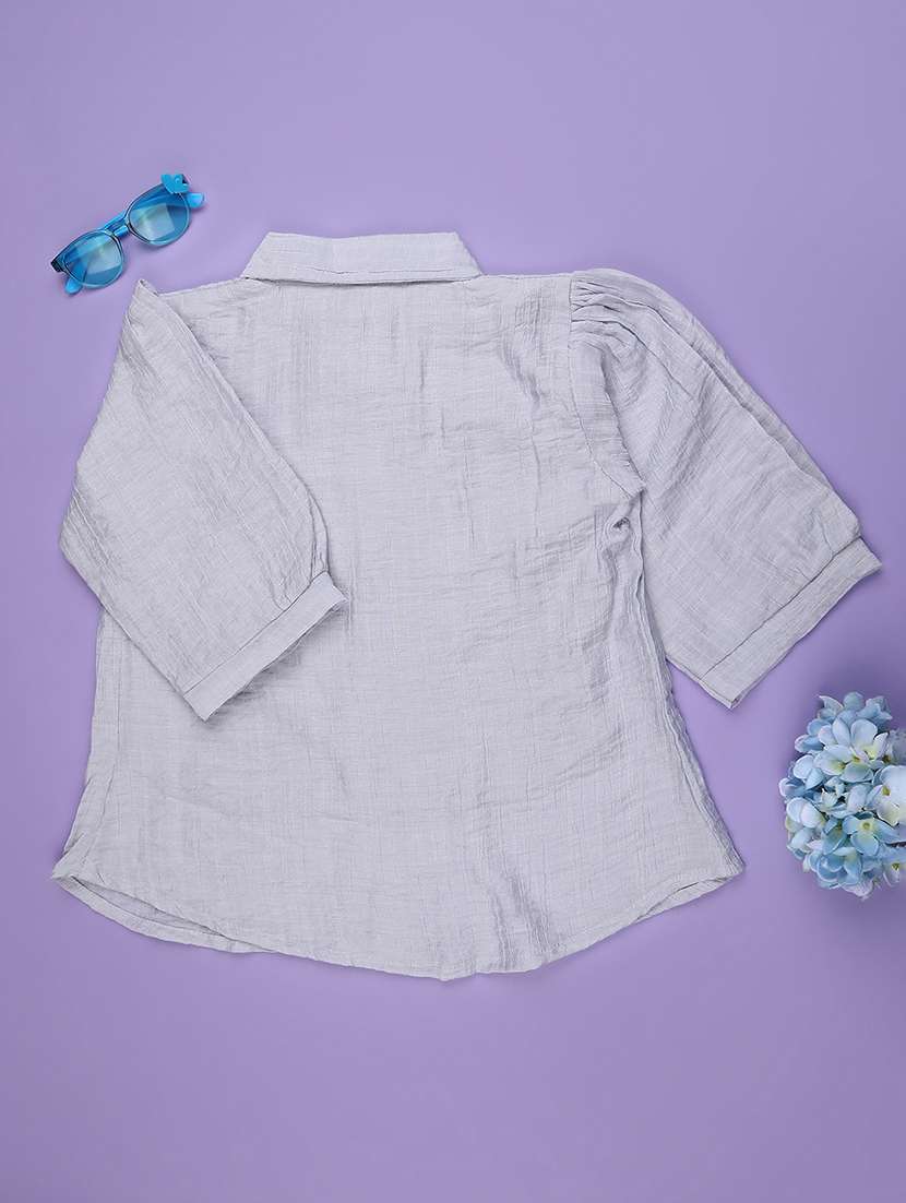 girls solid three quarter sleeve top - 22296613 -  Standard Image - 1