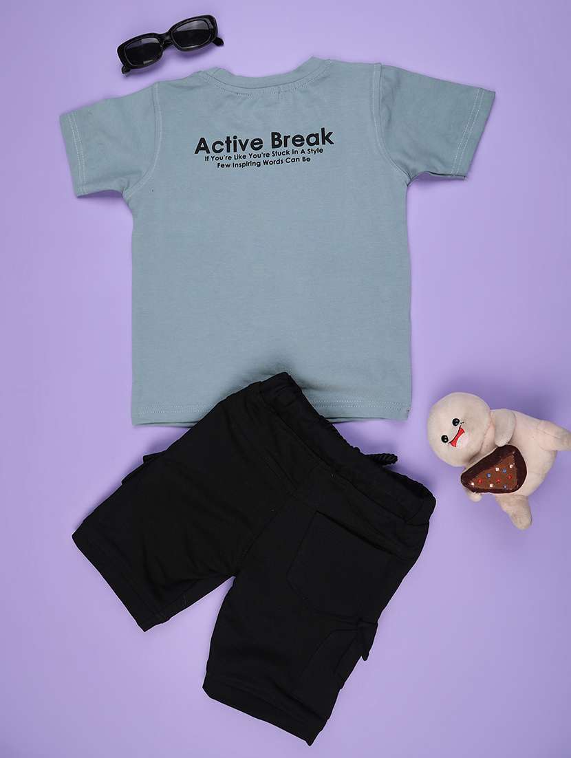 boys printed t-shirt & short co-ords set - 22296738 -  Standard Image - 1