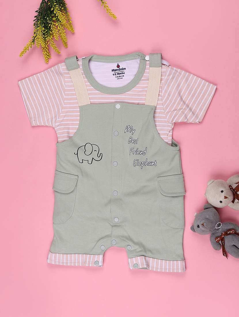 boys printed t-shirt and dungree set