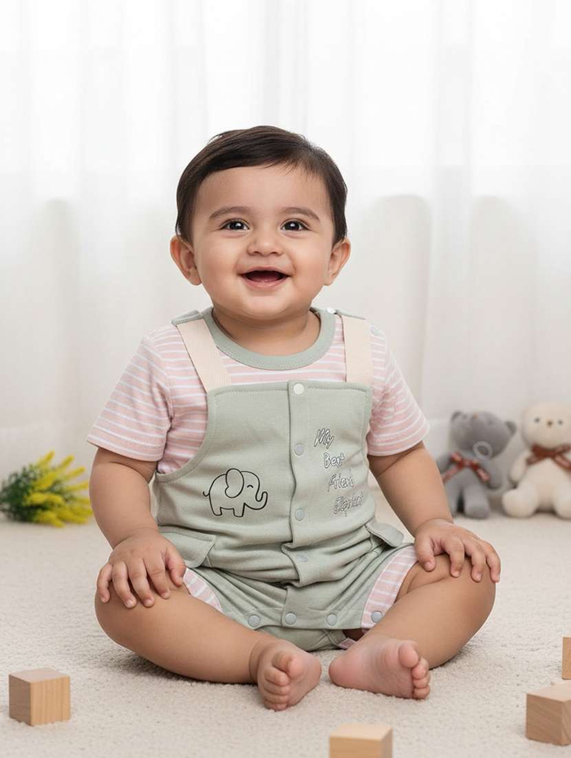 boys printed t-shirt and dungree set - 22296754 -  Standard Image - 1