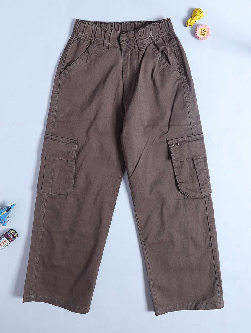 girls solid mid rise regular fit cargo - 22296855 -  Standard Image - 1