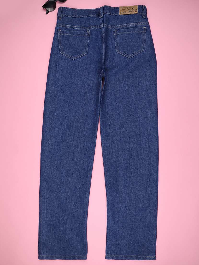 girls plain mid rise straight fit jeans - 22296858 -  Standard Image - 1