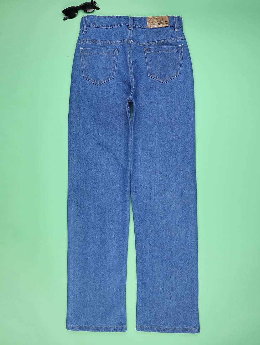 girls plain mid rise straight fit jeans - 22296859 -  Standard Image - 1