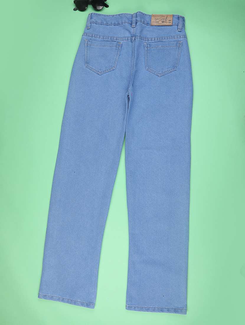 girls plain mid rise straight fit jeans - 22296860 -  Standard Image - 1