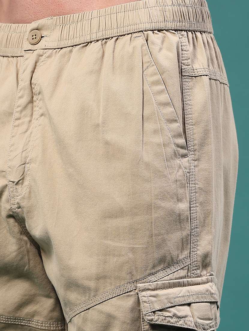 Men Solid Mid Rise Regular Fit Cargo - 22297048 -  Standard Image - 1
