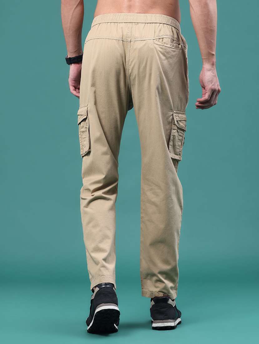 Men Solid Mid Rise Regular Fit Cargo - 22297048 -  Standard Image - 4