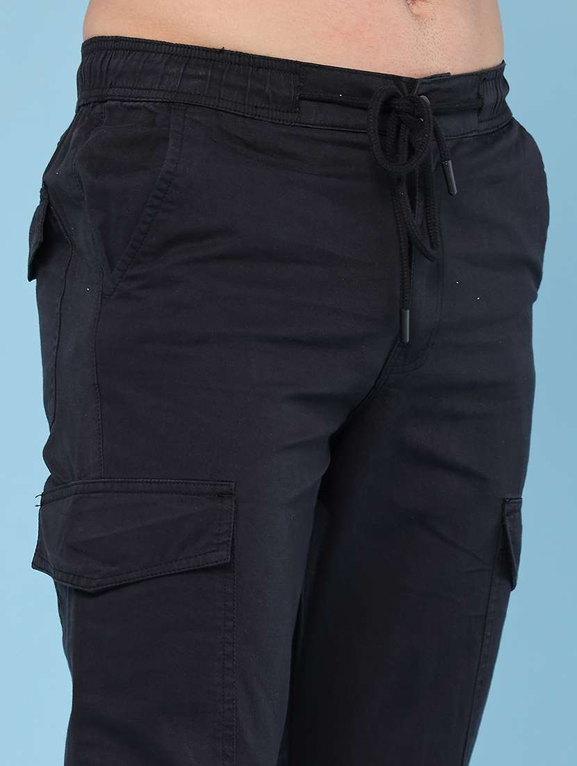 Men Solid Mid Rise Regular Fit Cargo - 22297157 -  Standard Image - 1