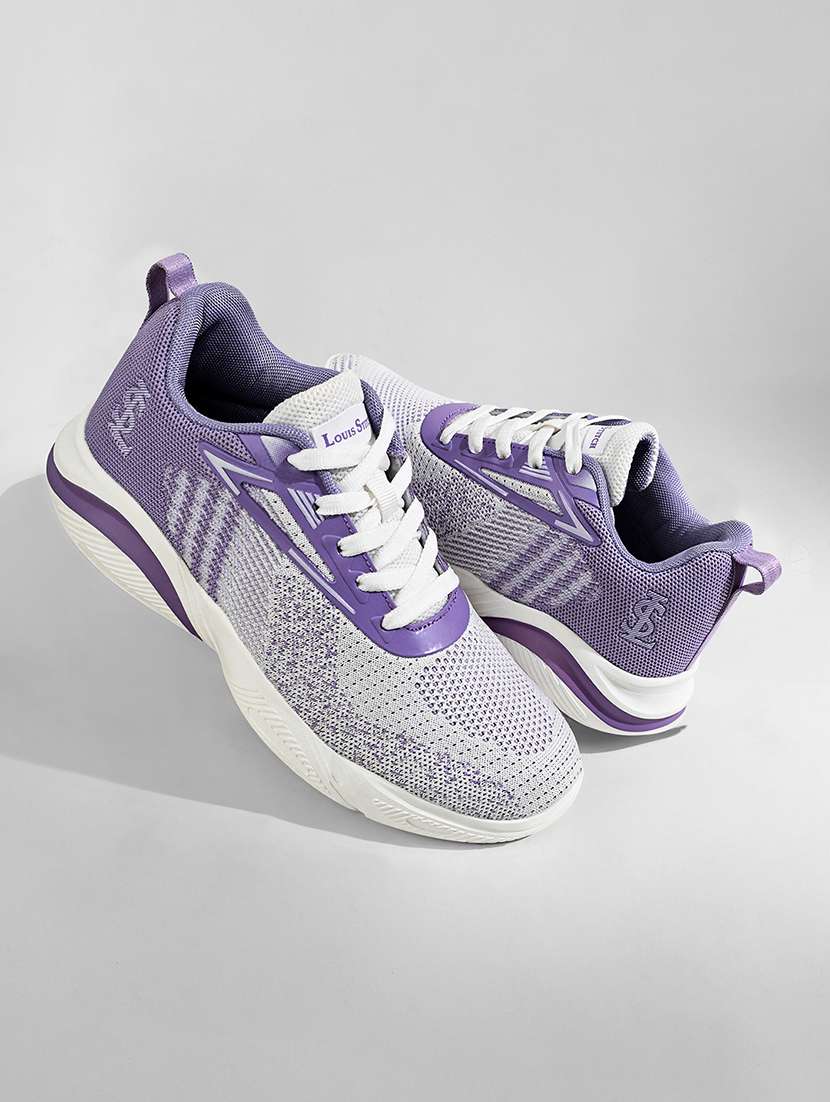 women purple lace-up sports shoe