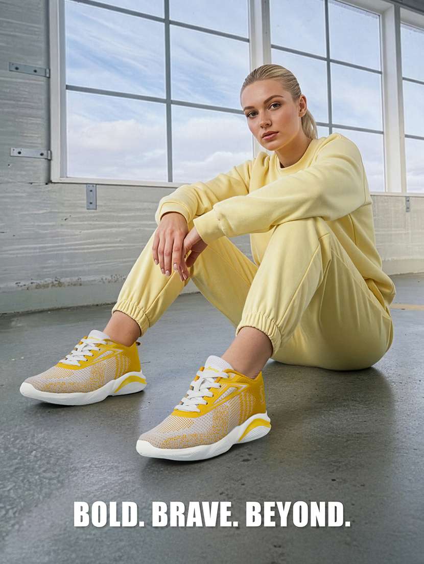 women yellow lace-up sports shoe - 22297403 -  Standard Image - 1