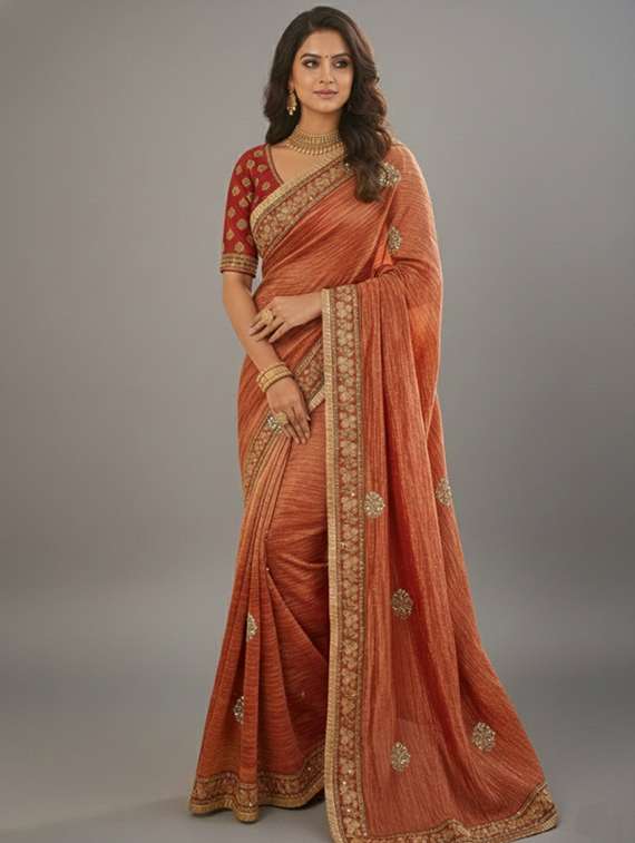 women ombre embroidered saree with blouse - 22297420 -  Standard Image - 1