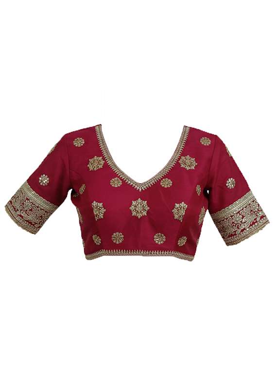 women solid with work embroidered saree with blouse - 22297422 -  Standard Image - 4