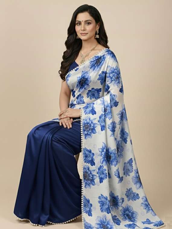 women floral half and half saree with blouse - 22297424 -  Standard Image - 4