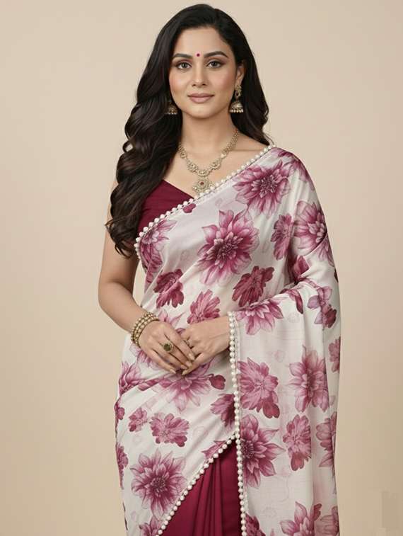women floral half and half saree with blouse - 22297425 -  Standard Image - 4