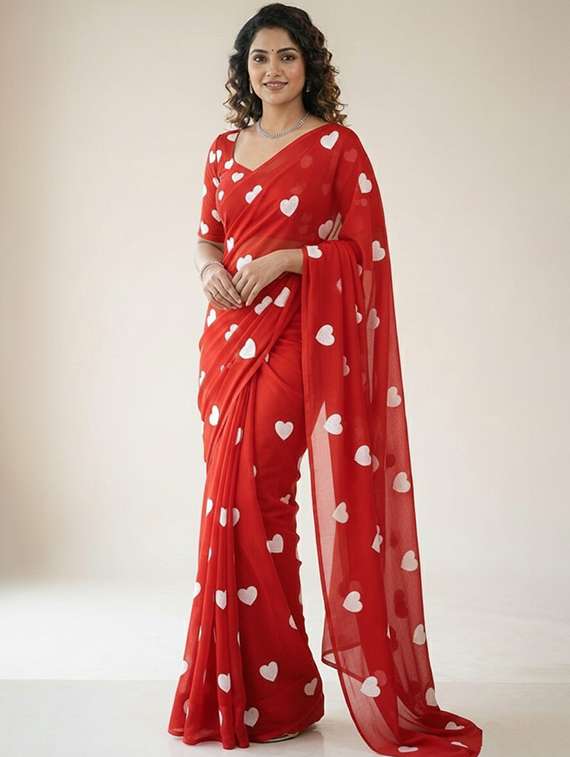 women solid with work embroidered saree with blouse