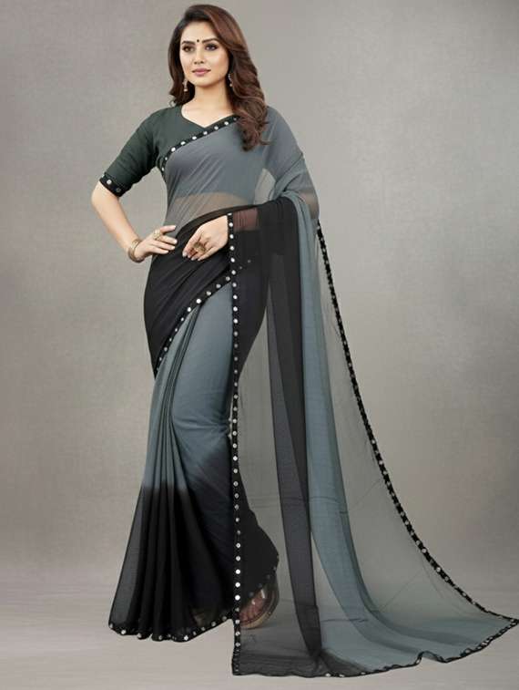 women ombre printed saree with blouse