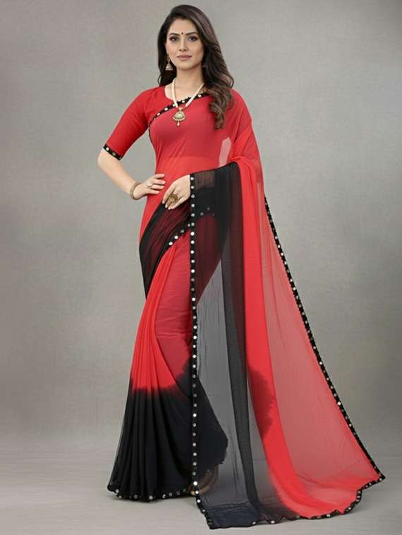 women ombre printed saree with blouse