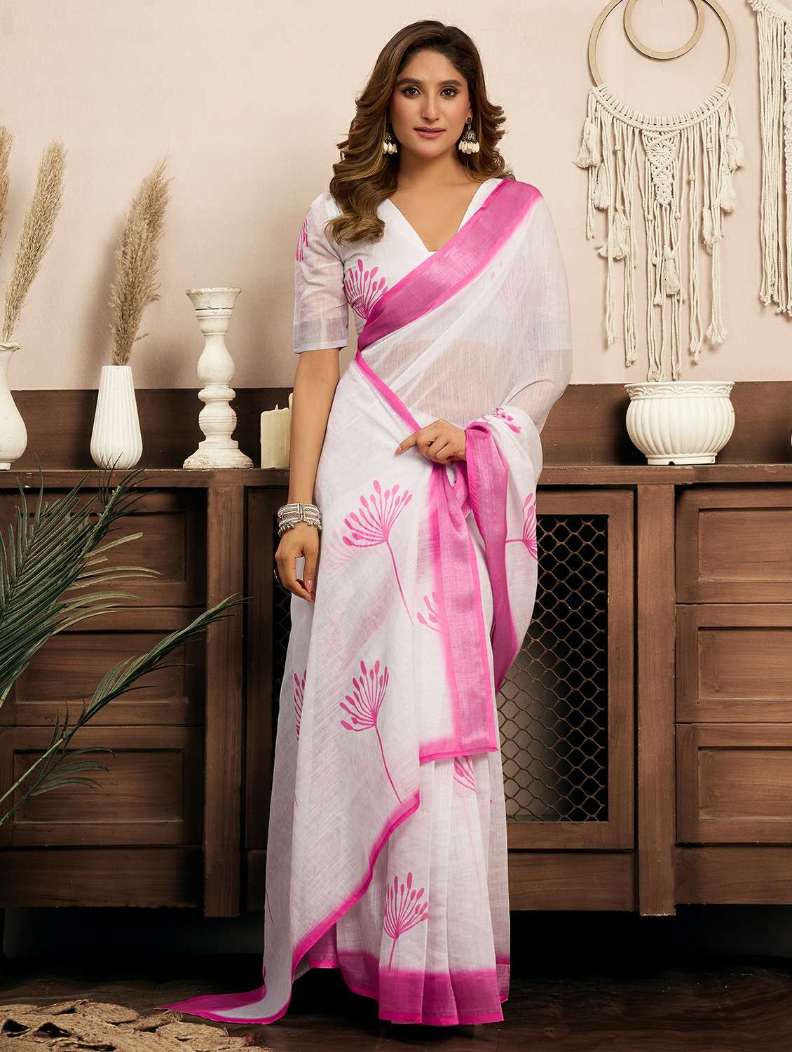 women printed ready to wear saree with blouse