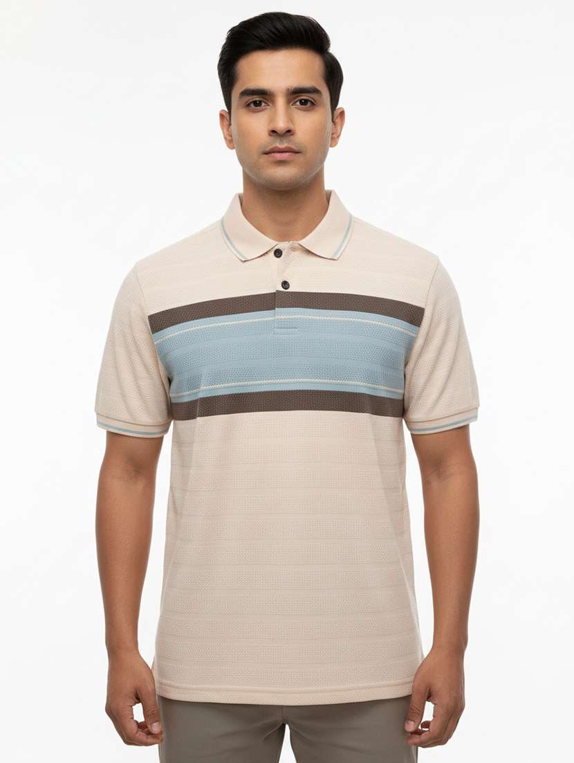 men striped short sleeve regular fit polo t-shirt - 22298002 -  Standard Image - 1