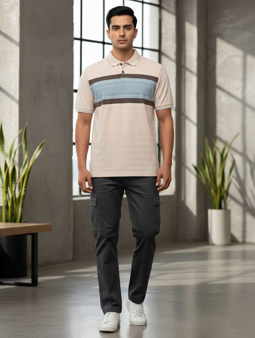 men striped short sleeve regular fit polo t-shirt - 22298002 -  Standard Image - 4