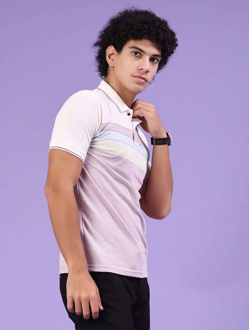 men striped short sleeve regular fit polo t-shirt - 22298003 -  Standard Image - 1