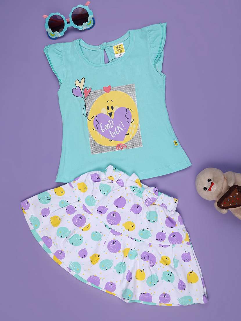 girls printed top and skirt ser - 22298008 -  Standard Image - 1