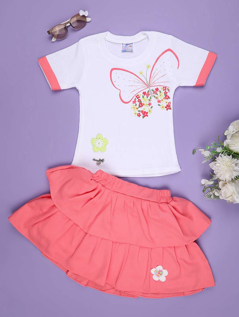 girls self designed top and skirt set - 22298042 -  Standard Image - 1