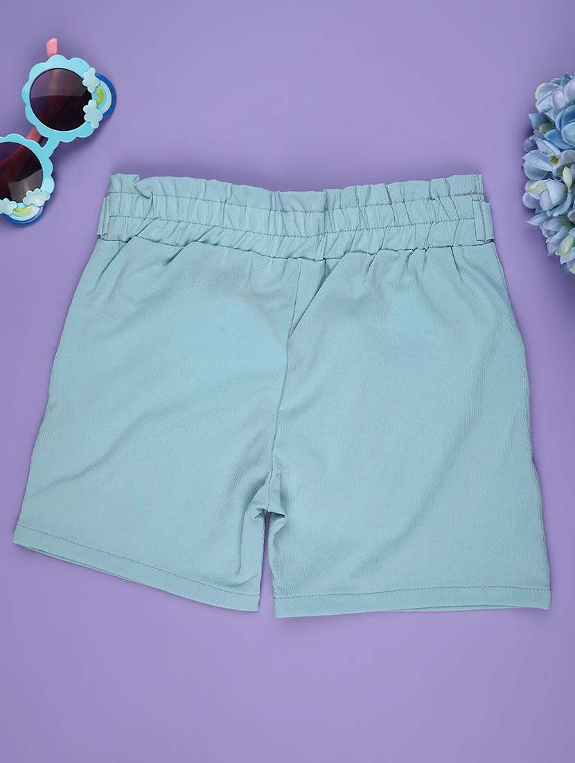 girls solid mid rise shorts - 22298073 -  Standard Image - 1