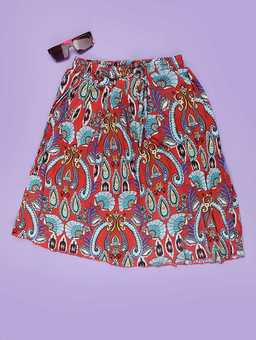maroon satin flared skirt - 22298081 -  Standard Image - 1