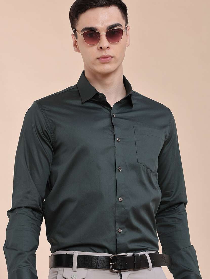 men solid long sleeves formal shirt
