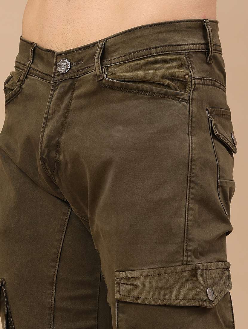 men solid mid rise regular fit cargo  - 22298100 -  Standard Image - 1