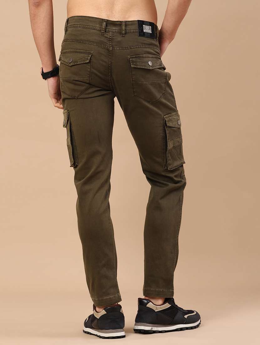 men solid mid rise regular fit cargo  - 22298100 -  Standard Image - 4