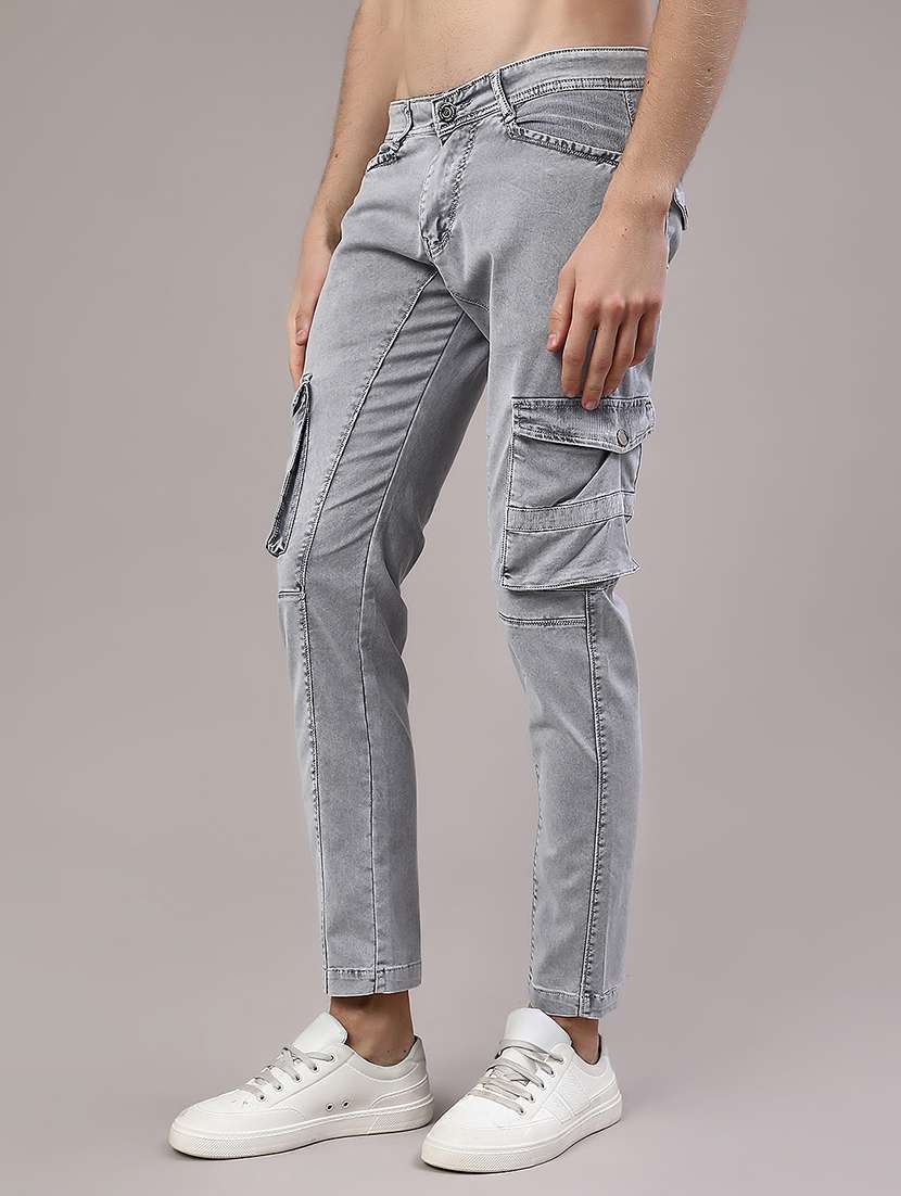 men solid mid rise regular fit cargo  - 22298101 -  Standard Image - 4